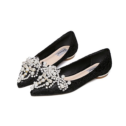 

Women's Flats Flat Heel Pointed Toe Basic Casual Daily Walking Shoes Mesh Rhinestone Solid Colored Almond Black / Booties / Ankle Boots