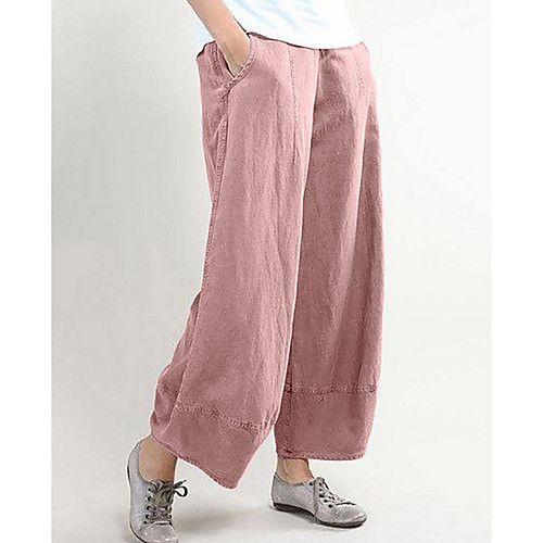 

Women's Basic Wide Leg Pants Solid Colored Dusty Rose Light gray Dark Gray