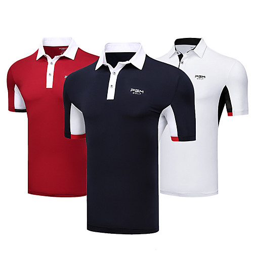 

Men's Golf Polo Shirts Short Sleeve Breathable Quick Dry Soft Athleisure Outdoor Summer White Dark Navy / Stretchy