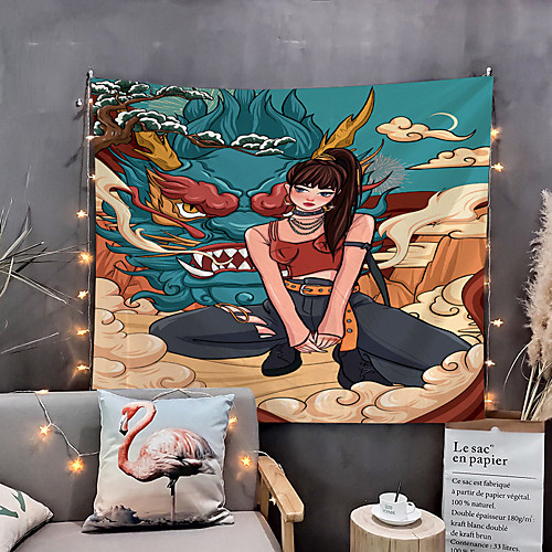 

Japanese Painting Style Ukiyo-e Wall Tapestry Art Decor Blanket Curtain Hanging Home Bedroom Living Room Decoration Girl Dragon Animal