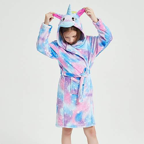 

Kid's Kigurumi Pajamas Bathrobe Oodie Unicorn Flying Horse Onesie Pajamas Flannel Fabric Blue Cosplay For Boys and Girls Animal Sleepwear Cartoon Festival / Holiday Costumes / Bath Robe