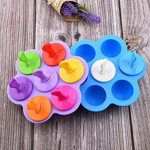 

8 Colors Ice Cream Ice Pops Mold Portable Food Grade Popsicle Mould Ball Maker Baby DIY Food Supplement Tools Fruit Shake Accessories Full Body Silicone