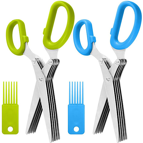 

Multi-purpose Kitchen Scissors With Cleaning Brush Minced 5 Layers Chopped Laver Tools Shredded Scissor Scallion Cutter