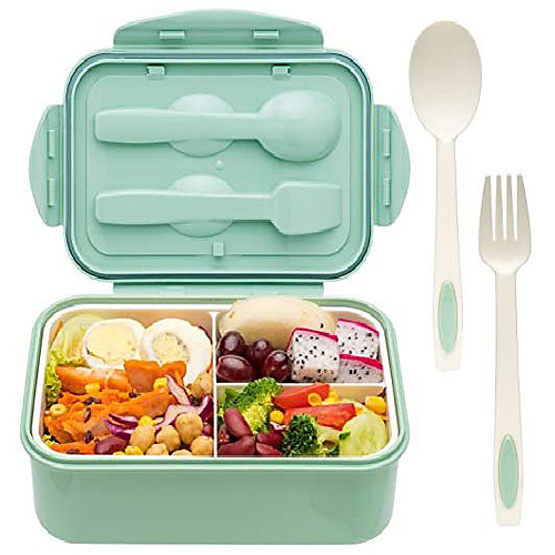 

Lunch Box 1.1L Bento Lunch Box for Kids Childrens Adult with Spoon and Fork Durable Heat Resistant Leak-proof Bpa-free and Food-safe Materials