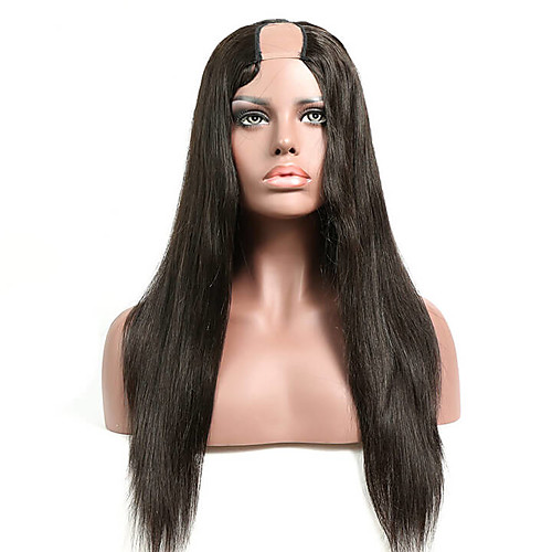 

Remy Human Hair Wig Long Natural Straight U Part Natural Fashion For Black Women Capless Brazilian Hair Women's Natural Black #1B 8 inch 10 inch 12 inch