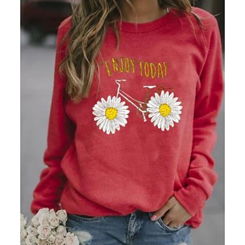 

Women's Pullover Sweatshirt Floral Casual Hoodies Sweatshirts Blue Red Green