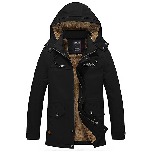 

Men's Hiking Jacket Military Tactical Jacket Hiking Fleece Jacket Winter Outdoor Solid Color Thermal Warm Lightweight Windproof Breathable Hoodie Winter Jacket Top Cotton Camping / Hiking Hunting Ski