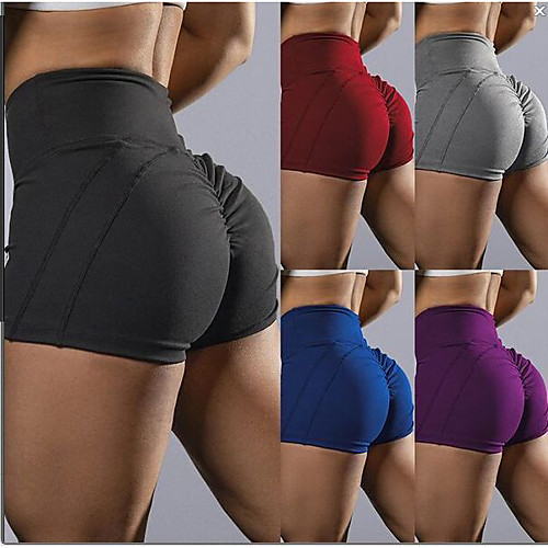 

Women's Yoga Shorts Scrunch Butt Ruched Butt Lifting Shorts Tummy Control Butt Lift Breathable Black Purple Burgundy Yoga Fitness Gym Workout Sports Activewear Stretchy