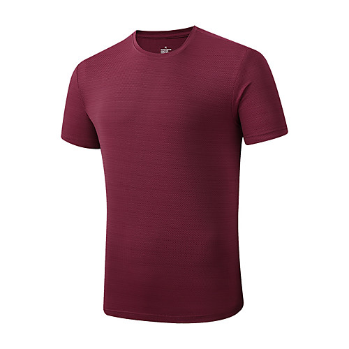 

Men's Hiking Tee shirt Short Sleeve Crew Neck Tee Tshirt Top Outdoor Breathable Quick Dry Stretchy Sweat wicking Spring Summer Nylon POLY Solid Color Black Red Army Green Camping / Hiking Hunting