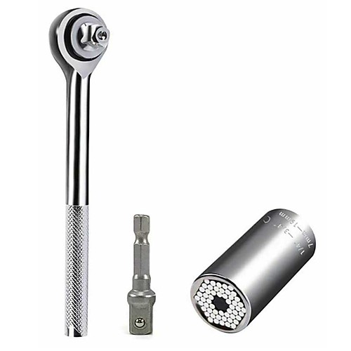 

Universal Socket Wrench 7-19mm MultiFunction Power Drill Ratchet Adapter 3pc Set
