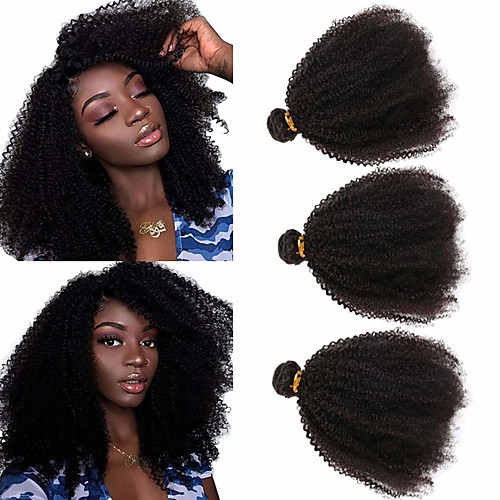 

3 Bundles Hair Weaves Brazilian Hair Afro Curly Human Hair Extensions Remy Human Hair 100% Remy Hair Weave Bundles 300 g Natural Color Hair Weaves / Hair Bulk Human Hair Extensions 8-26 inch Natural