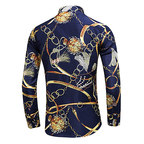

Men's Shirt Geometric Long Sleeve Daily Tops Black