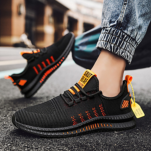 

Men's Trainers Athletic Shoes Sporty Casual Daily Outdoor Running Shoes Fitness & Cross Training Shoes Tissage Volant Breathable Wear Proof Black and White Black / Yellow Orange / Black Summer Fall