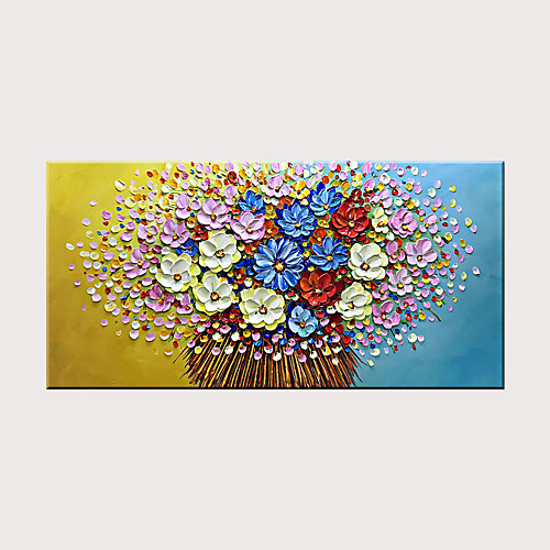 

Oil Painting Hand Painted Horizontal Abstract Floral / Botanical Modern Rolled Canvas (No Frame)