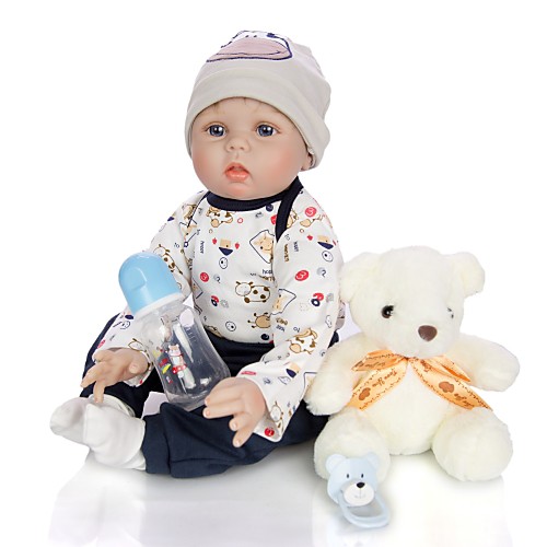 

KEIUMI 22 inch Reborn Doll Baby & Toddler Toy Reborn Toddler Doll Baby Boy Gift Cute Lovely Parent-Child Interaction Tipped and Sealed Nails Half Silicone and Cloth Body with Clothes and Accessories