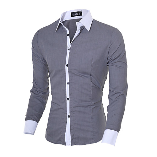 

Men's Shirt Solid Colored Long Sleeve Daily Tops Business Basic White Black Blue