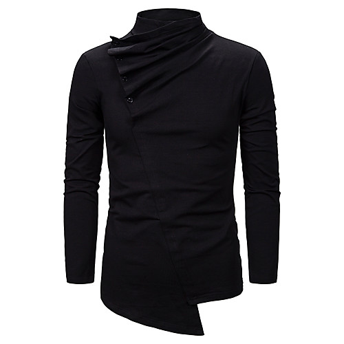 

Men's Shirt Solid Colored Long Sleeve Daily Tops Black