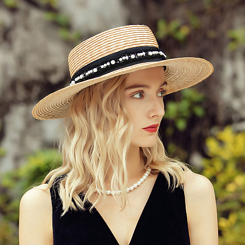 

Casual Classic Natural Fiber Straw Hats with Pearls 1pc Casual / Daily Wear Headpiece