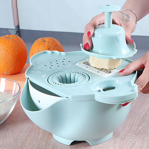

Magic Rotate Vegetable Cutter With Drain Basket Multi-functional Kitchen Juicing Veggie Fruit Shredder Grater Slicer