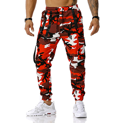 

Men's Loose Tactical Cargo Pants Camouflage Full Length Blue Red Orange / Spring / Fall