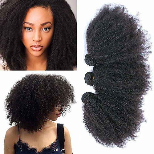 

3 Bundles Hair Weaves Brazilian Hair Afro Curly Human Hair Extensions Remy Human Hair 100% Remy Hair Weave Bundles 300 g Natural Color Hair Weaves / Hair Bulk Human Hair Extensions 8-26 inch Natural
