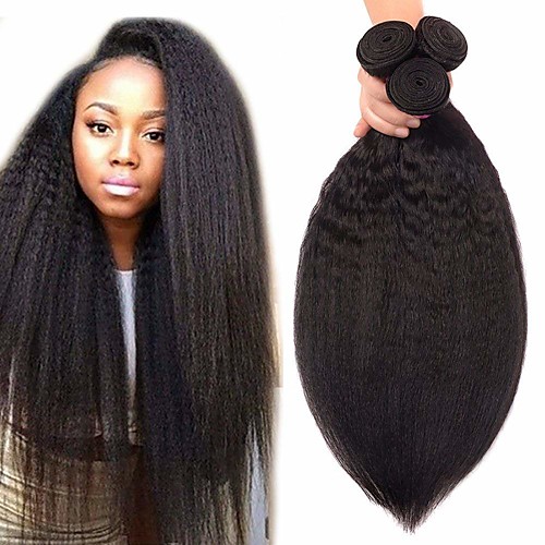 

3 Bundles Hair Weaves Brazilian Hair kinky Straight Human Hair Extensions Remy Human Hair 100% Remy Hair Weave Bundles 300 g Natural Color Hair Weaves / Hair Bulk Human Hair Extensions 8-28 inch