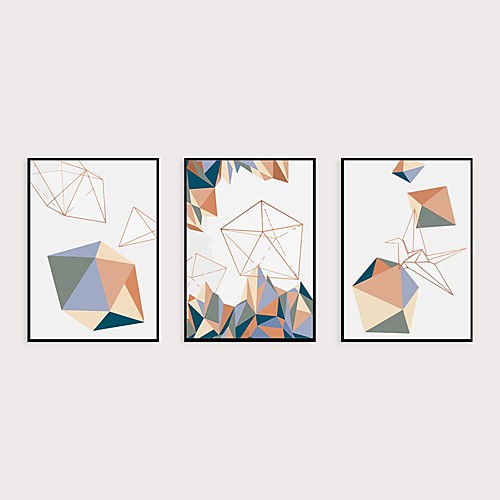 

Framed Art Print Framed Set 3- Abstract Light Luxury Morandi Geometry PS Illustration Wall Art Ready To Hang