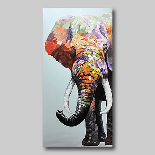 

Oil Painting Hand Painted Vertical Animals Pop Art Comtemporary Modern Stretched Canvas