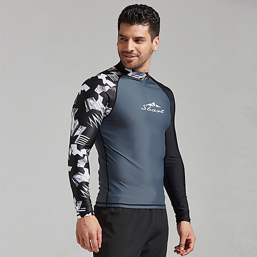 

Men's Rash Guard Elastane Top Breathable Quick Dry Long Sleeve Swimming Diving Water Sports Autumn / Fall Spring Summer / Stretchy