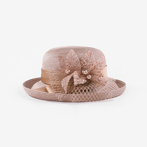 

Headwear Elegant Polyester Straw Hats with Floral / Pearls 1pc Casual / Daily Wear Headpiece