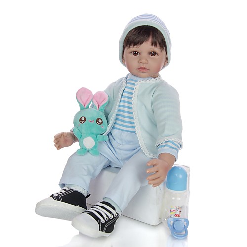 

KEIUMI 24 inch Reborn Doll Baby & Toddler Toy Reborn Toddler Doll Baby Boy Gift Cute Lovely Parent-Child Interaction Tipped and Sealed Nails Half Silicone and Cloth Body with Clothes and Accessories