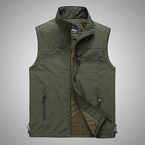 

Men's Hiking Vest / Gilet Fishing Vest Hiking Fleece Vest Winter Outdoor Solid Color Windproof Warm Quick Dry Lightweight Top Hunting Fishing Climbing Black Army Green Khaki Dark Blue / Breathable