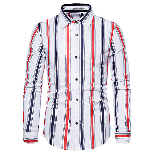 

Men's Shirt Striped Long Sleeve Daily Tops Business Basic Red Blushing Pink Wine