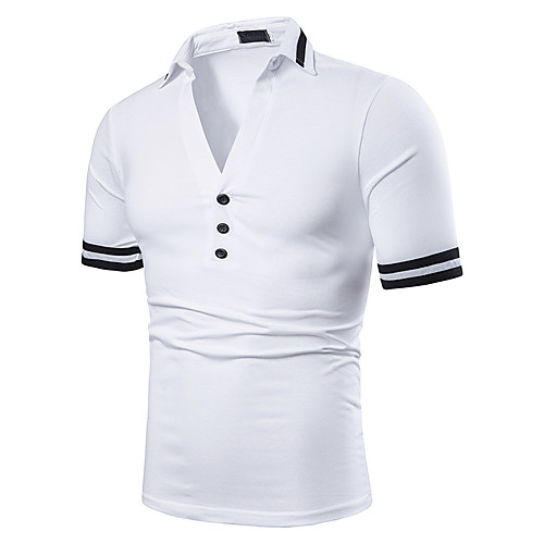

Men's Polo Solid Colored Short Sleeve Daily Tops White Navy Blue Gray
