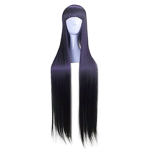 

Cosplay Costume Wig Synthetic Wig Straight Neat Bang Wig Long Black / Purple Synthetic Hair 28 inch Women's Anime Black Purple