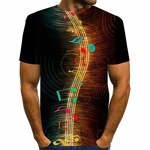 

Men's T shirt Graphic Print Short Sleeve Daily Tops Basic Exaggerated Black