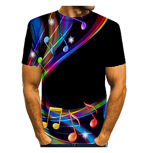 

Men's T shirt Graphic Print Short Sleeve Daily Tops Basic Black