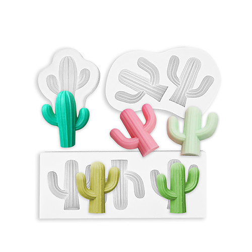 

Set of 3 3D Cactus Silicone Mold Ice Cube Mold Chocolate Cake Decoration Fondant Mold Manual DIY