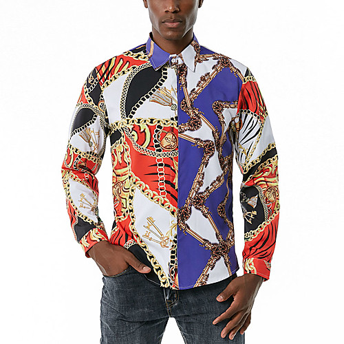 

Men's Shirt Graphic Long Sleeve Party Tops Rainbow