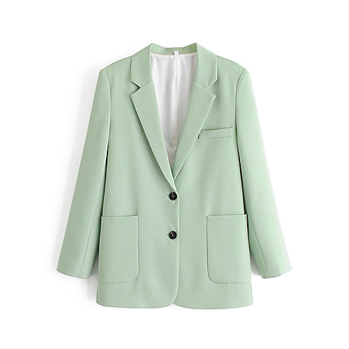 

Women's Blazer Green Polyester Coat Tops