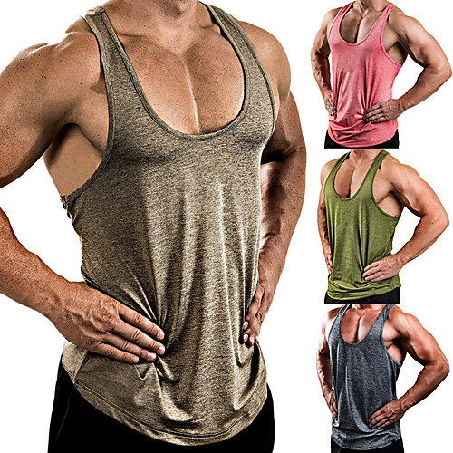 

Men's Sleeveless Running Tank Top Singlet Top Athleisure Summer Breathable Soft Sweat Out Fitness Gym Workout Performance Running Training Sportswear Solid Colored Normal Red Army Green Blue Gray Cyan