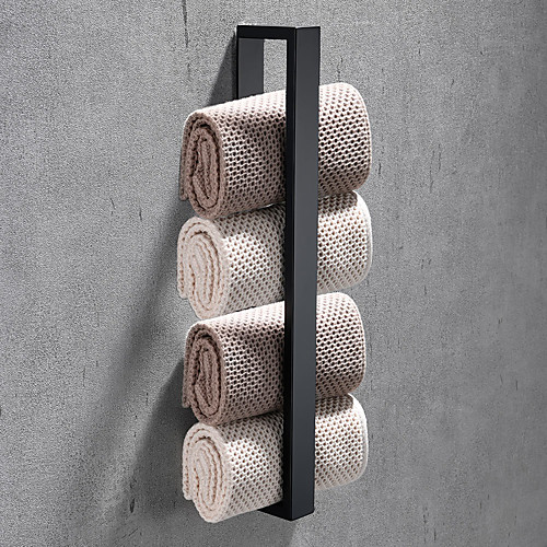 

16-Inch Stainless Steel Bathroom Towel Holder Self Adhesive Wall Mounted, Contemporary Style Bathroom Hardware Accessories Towel Bar, Rustproof, 4 Colors, Matte Black, Brushed, Polished
