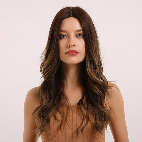 

Synthetic Wig Curly Body Wave Middle Part Side Part Wig Very Long Brown Ombre Brown Synthetic Hair 24 inch Women's Cosplay Women Synthetic Brown BLONDE UNICORN / African American Wig
