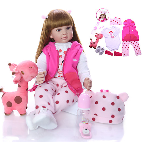 

KEIUMI 24 inch Reborn Doll Baby & Toddler Toy Reborn Toddler Doll Baby Girl Gift Cute Lovely Parent-Child Interaction Tipped and Sealed Nails Half Silicone and Cloth Body with Clothes and Accessories