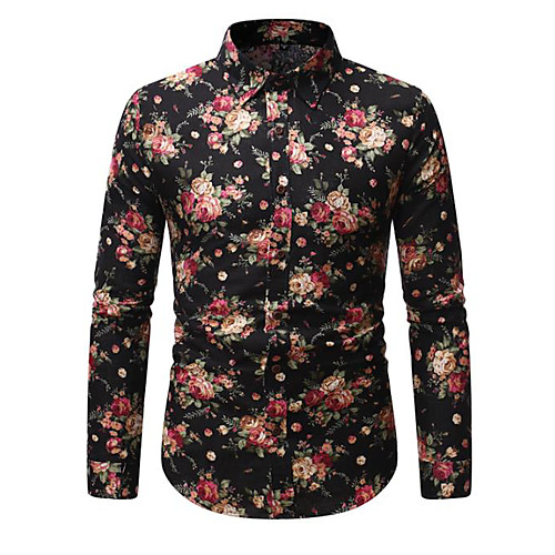 

Men's Shirt Graphic Print Long Sleeve Daily Tops Hawaiian Rainbow