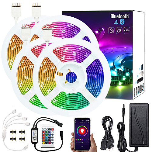 

LED Strip Lights Bluetooth Dimmable 20M (4x5M) RGB Tiktok Lights 5050 600 LEDs Smartphone Controlled for Home Bedroom Holiday