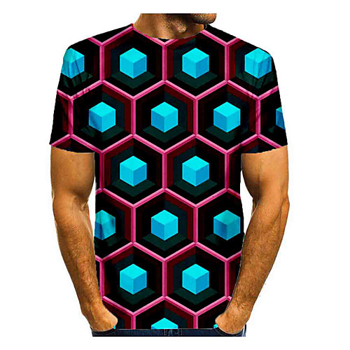 

Men's Graphic T-shirt Print Short Sleeve Daily Tops Basic Round Neck Navy Blue