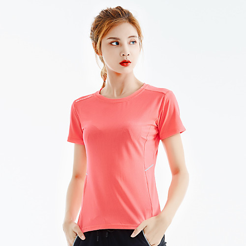 

Women's Hiking Tee shirt Short Sleeve Crew Neck Tee Tshirt Top Outdoor Breathable Quick Dry Stretchy Sweat wicking Spring Summer POLY Spandex Solid Color Dark Grey Black Red Camping / Hiking Hunting