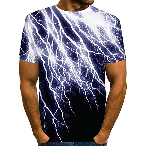 

Men's T shirt Graphic Abstract Print Short Sleeve Daily Tops Basic Exaggerated White Purple Yellow