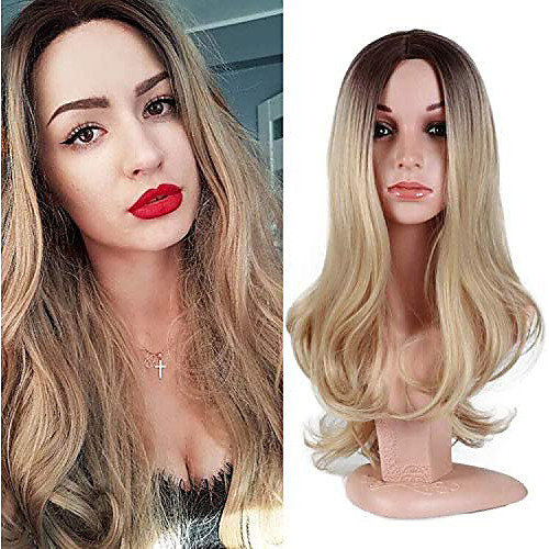 

Synthetic Wig Body Wave Middle Part Wig Long Dark Brown Dark Brown / Golden Blonde Synthetic Hair 22 inch Women's Party Fashion Comfortable Brown / Ombre Hair